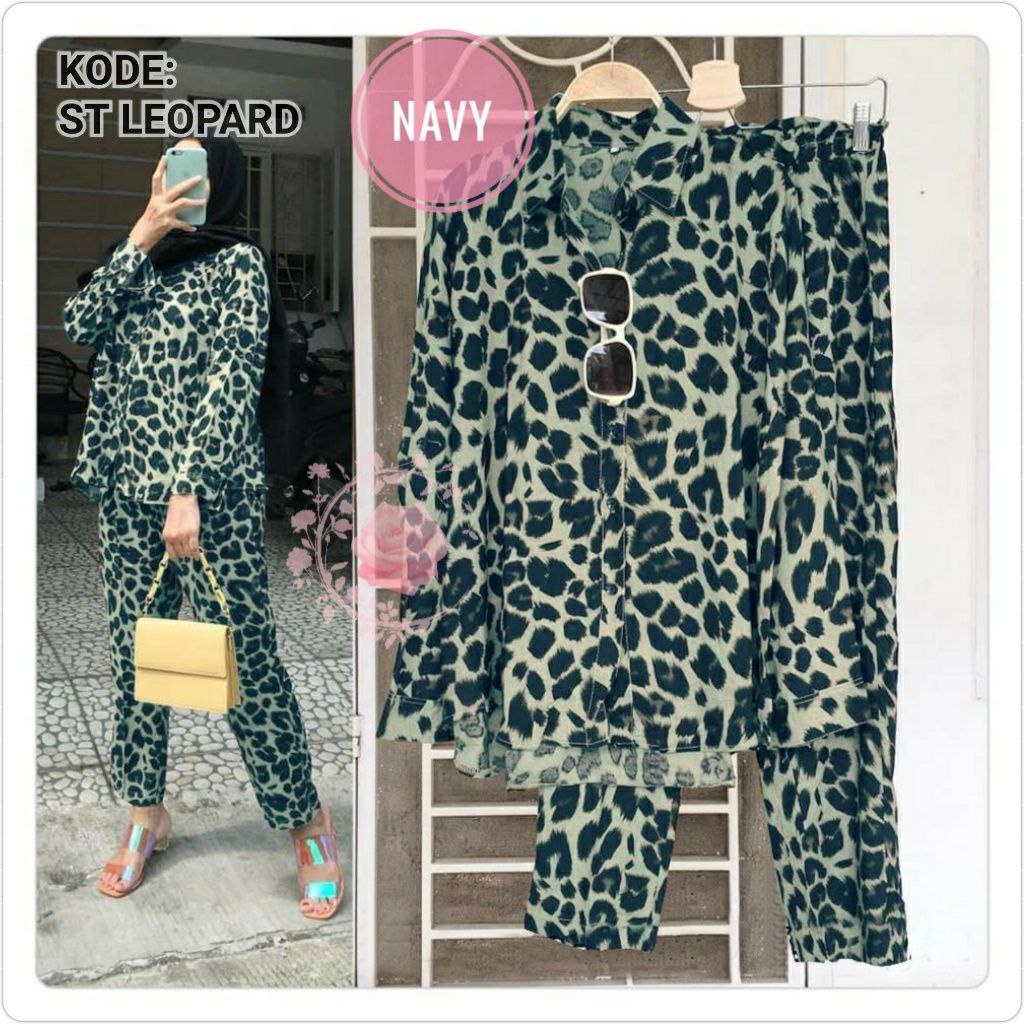 SETELAN LEO 5XL 4XL 3XL 2XL XL / 5ukuran MOTIF MACAN TUTUL / FASHION PAKAIAN WANITA TERLARIS TERBARU / BAJU PESTA SET