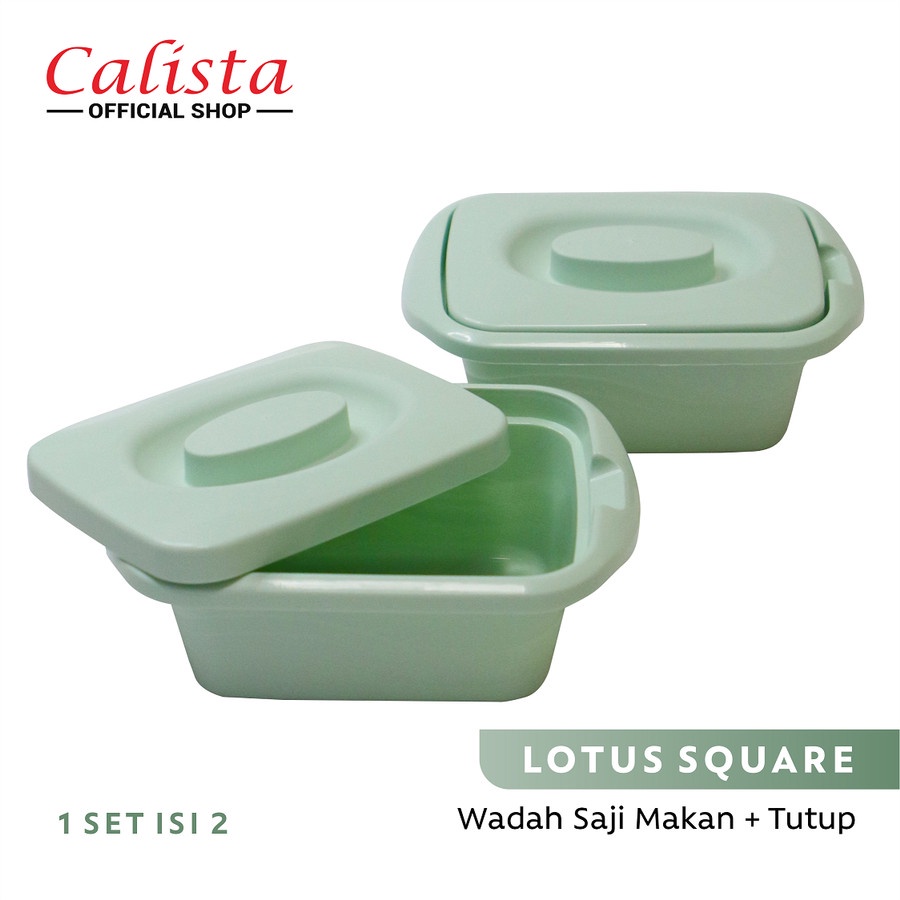 (COD) Calista Lotus Square Wadah Saji Makanan 700ml Set isi 2pcs