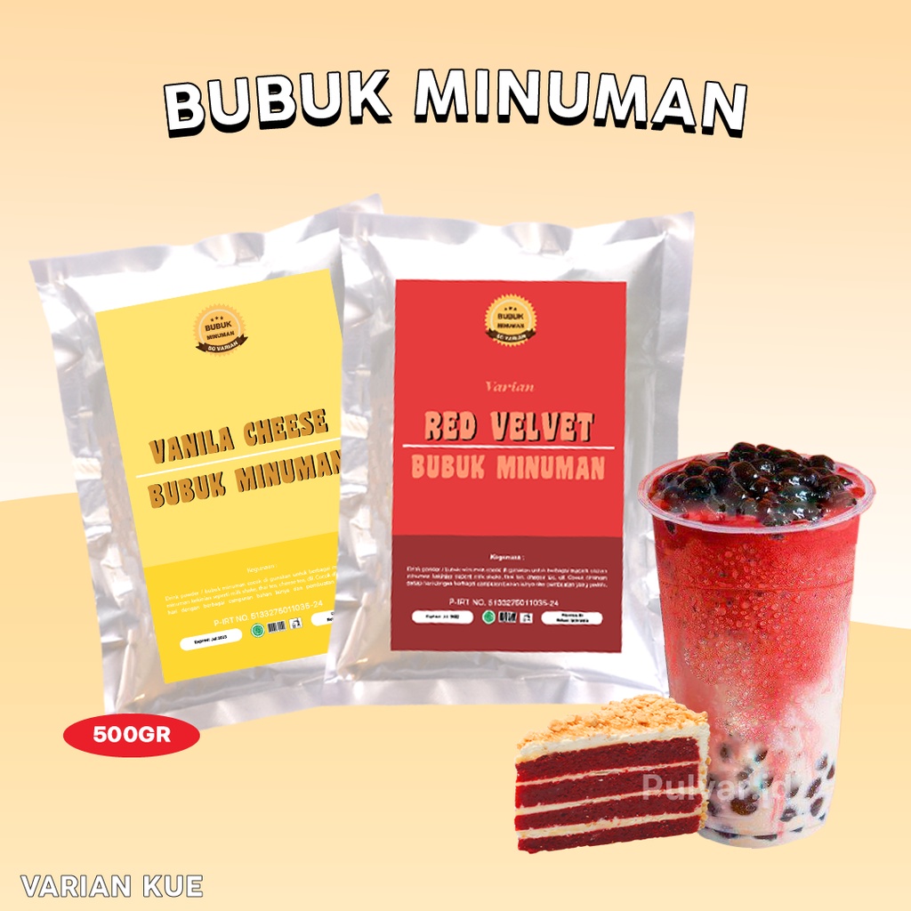 BUBUK MINUMAN RASA / SERBUK MINUMAN RASA / BUBUK MINUMAN ANEKA RASA 500GR / BUBUK MINUMAN KEKINIAN 500R / BUBUK MINUMAN VARIAN KUE