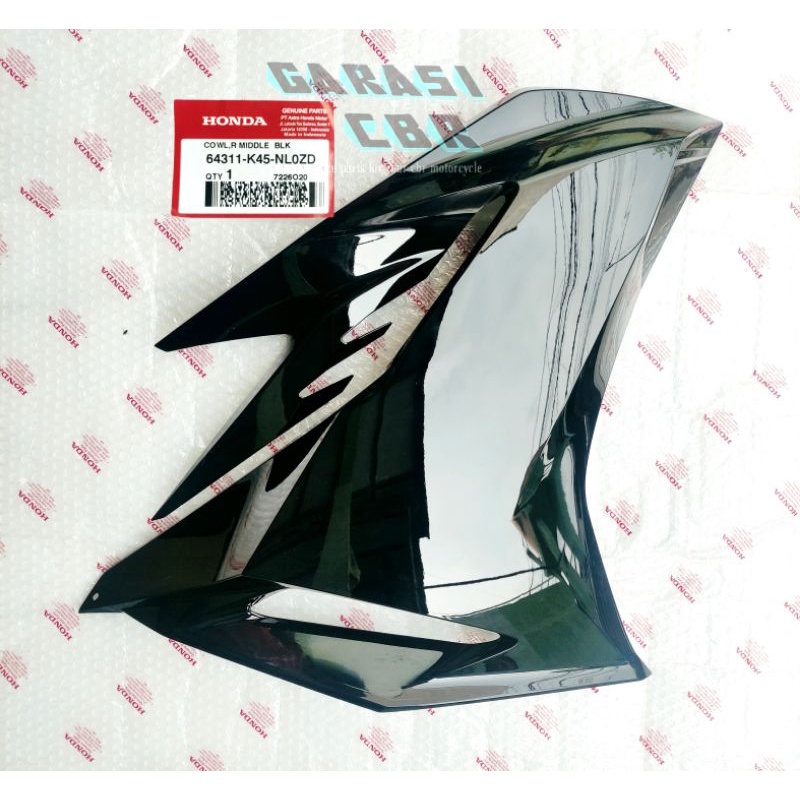 Cowl middle BLK CBR 150R K45R - Sayap Bosy Fairing CBR 150R K45R Hitam Glossy - Cover Bodi Samping C