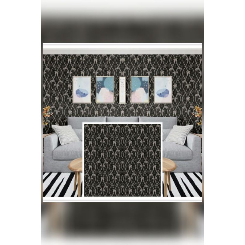 Wallpaper Sticker Dinding Motif Bunga Rambat Coklat Tua Panjang 10Meter x Lebar 45cm