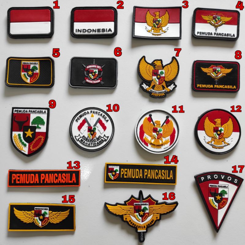 PATCH RUBBER LOGO PP ( PEMUDA PANCASILA) TEMPELAN EMBLEM KARET VELCRO