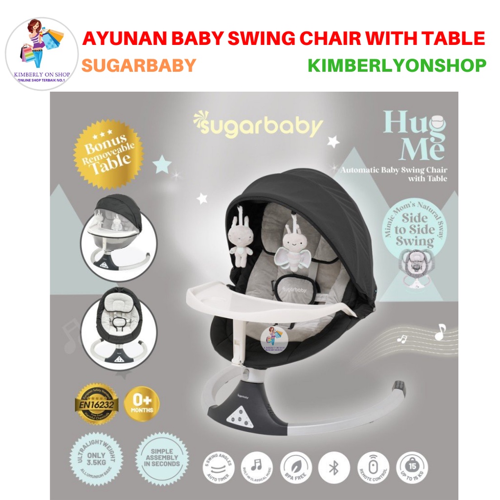 Ayunan Bayi Automatic Baby Swing Chair with Table HUG ME Sugar Baby