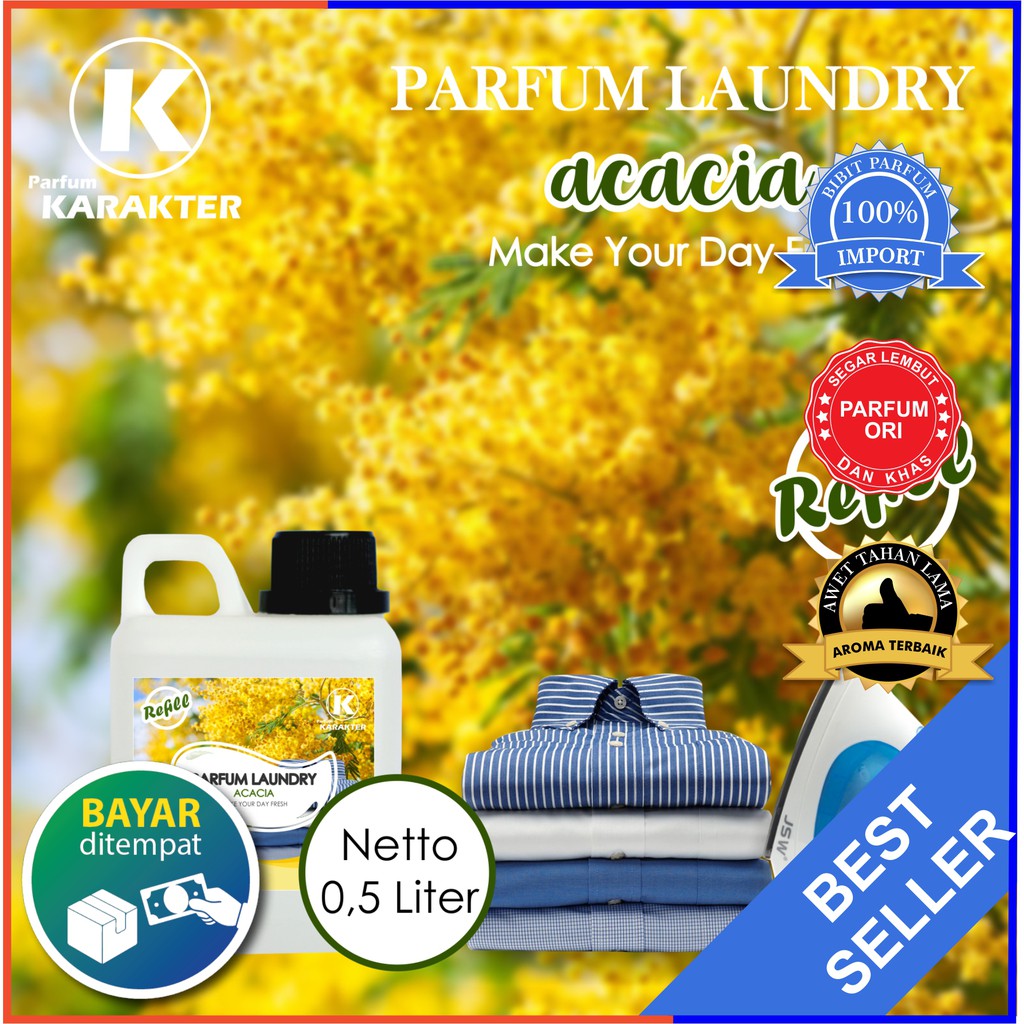 Parfum Laundry Aroma Acasia Wangi &amp; Tahan Lama Kemasan Refil Ukuran 500 ml | Bisa Cod | Terlaris