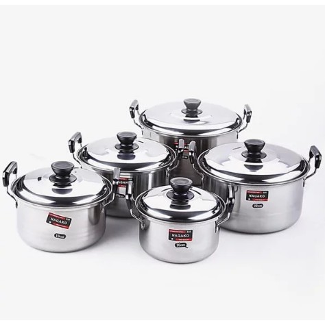 Set Panci 12pcs dandang masak nasi cookware set 5in1 steamer high quality stainless steel