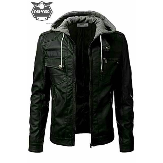 Banting Harga Jaket Kulit Pria Outwear Garut Hitam Motor David Beckham Semi Kulit Jaket Laki-Laki