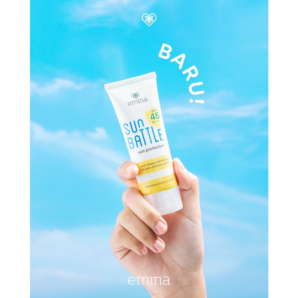 ✿ELYSABETHME✿ ˜”*°• emina •°*”˜. Emina Sun Battle SPF 45PA+++ sunscreeen sunblock anti UVA UVB watery cepat meresap no whitecast