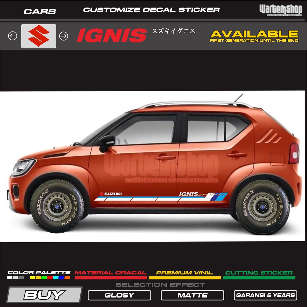 SIDE DECAL SUZUKI IGNIS WHITE BLUE GARIS 7