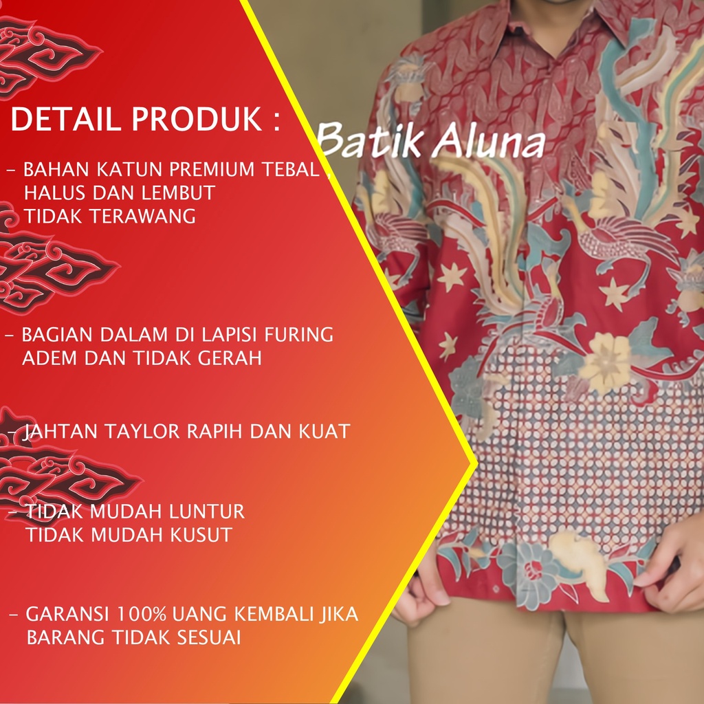 KEMEJA BAJU BATIK ALUNA KATUN JAWA SOLO FURING REGULAR PREMIUM PRIA MODERN LENGAN PANJANG PCW 115