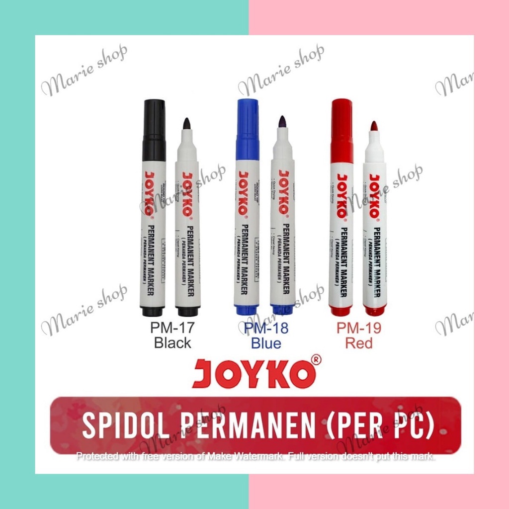 

Marie Shop ➡️ SPIDOL MARKER PERMANENT/PER PCS PM-17 PM-19 JOYKO BLACK HITAM PERMANEN PM 17 ROUND TIP MURAH-AWET-CEPAT KERING