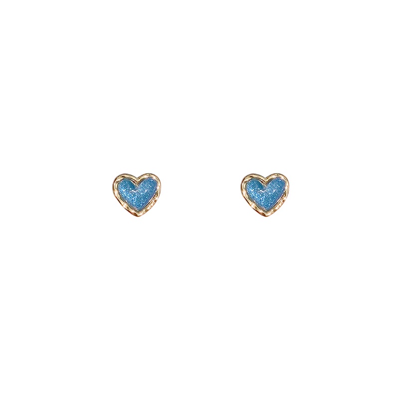 Mini Biru hati mencintai stud anting-anting untuk Wanita Baru fashion kepribadian sederhana dan anti