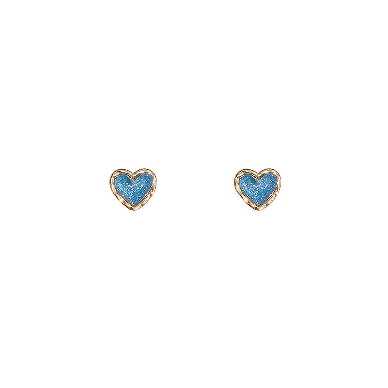 Mini Biru hati mencintai stud anting-anting untuk Wanita Baru fashion kepribadian sederhana dan anti