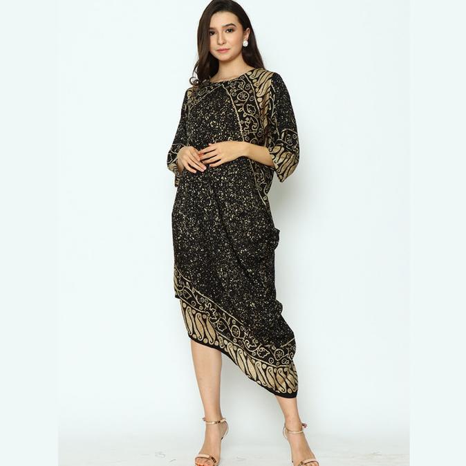 RINJANIE AVON - DRESS BATIK - DRESS BOMBAI UPGRADE ZLATA BLACK GOLD