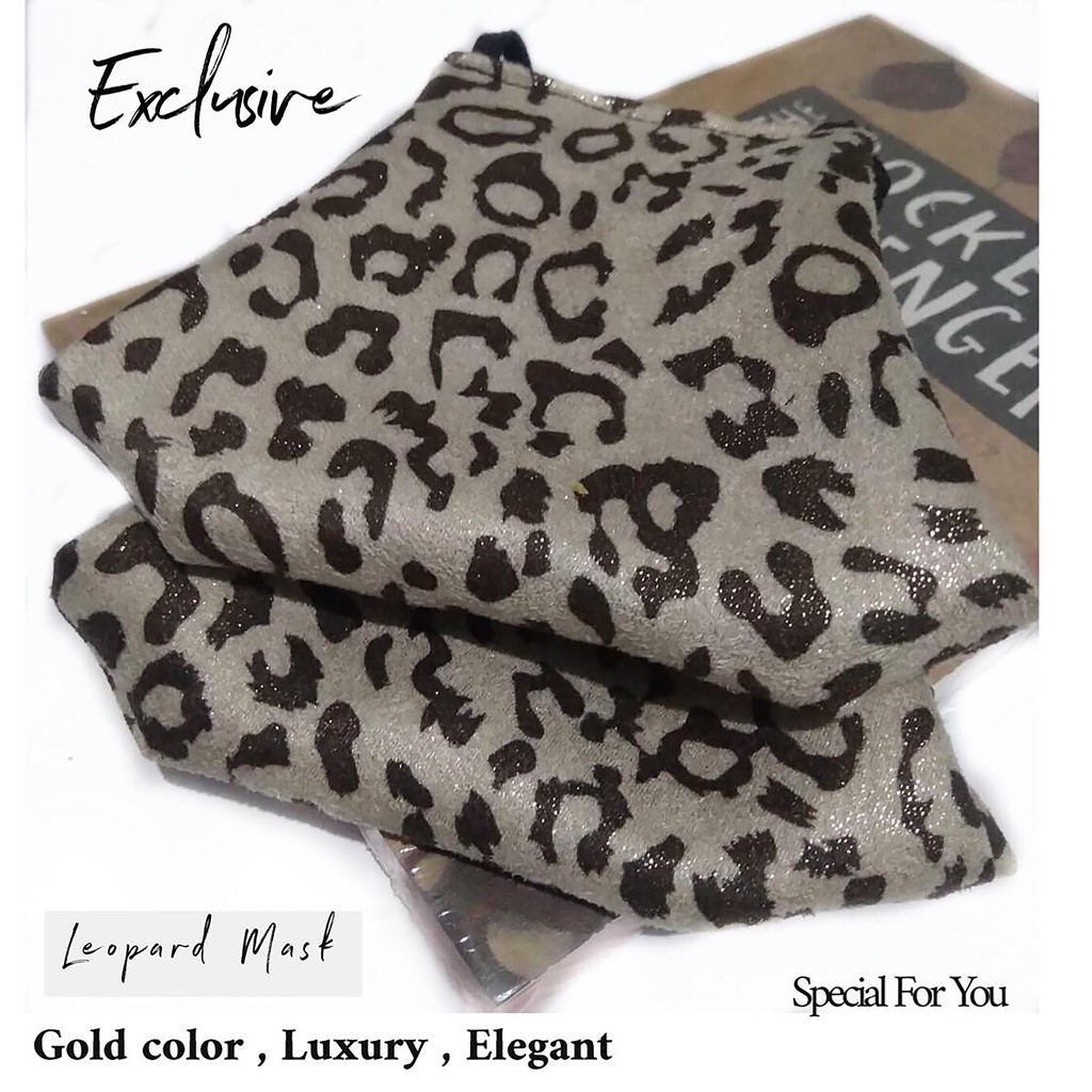 PROMO!!! Realpict .. Masker Kain Leopard Suede Premium Dewasa