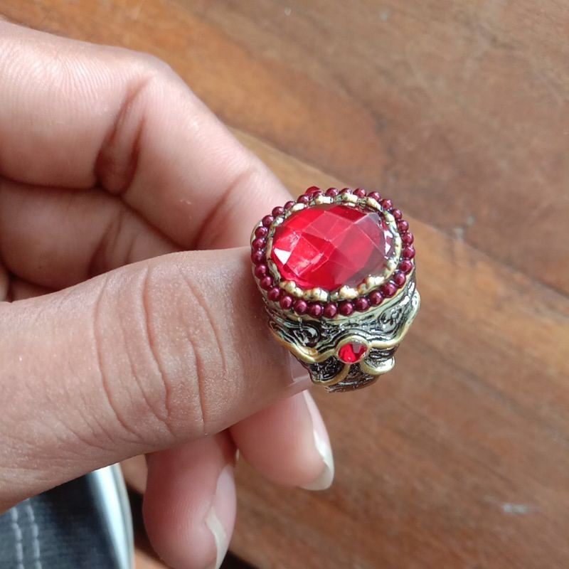 Cincin batu akik merah siam asli batu