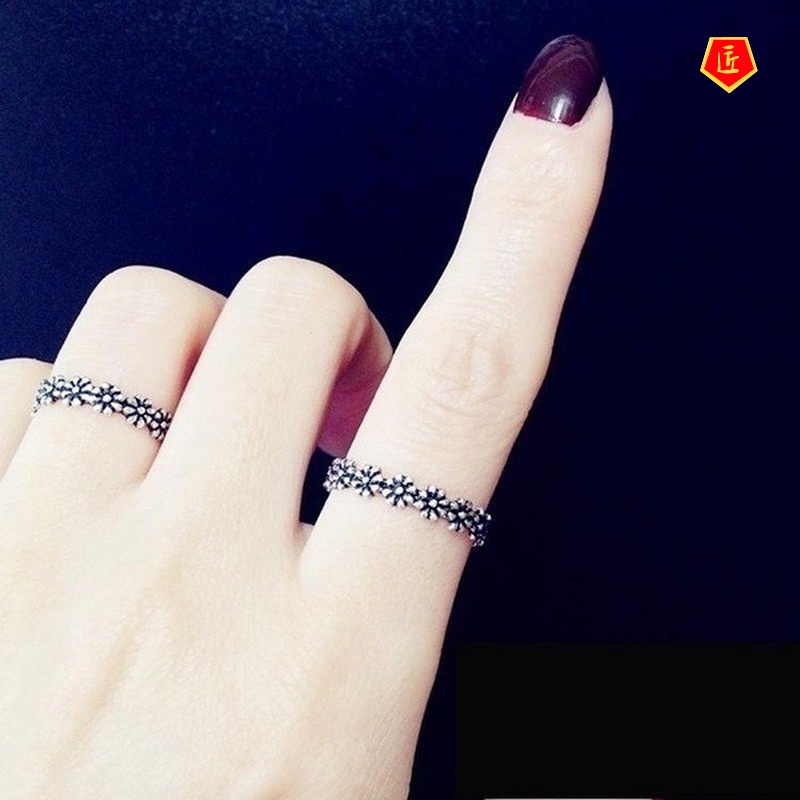 [Ready Stock]Retro Little Daisy Ring S925 Silver Simple Sweet