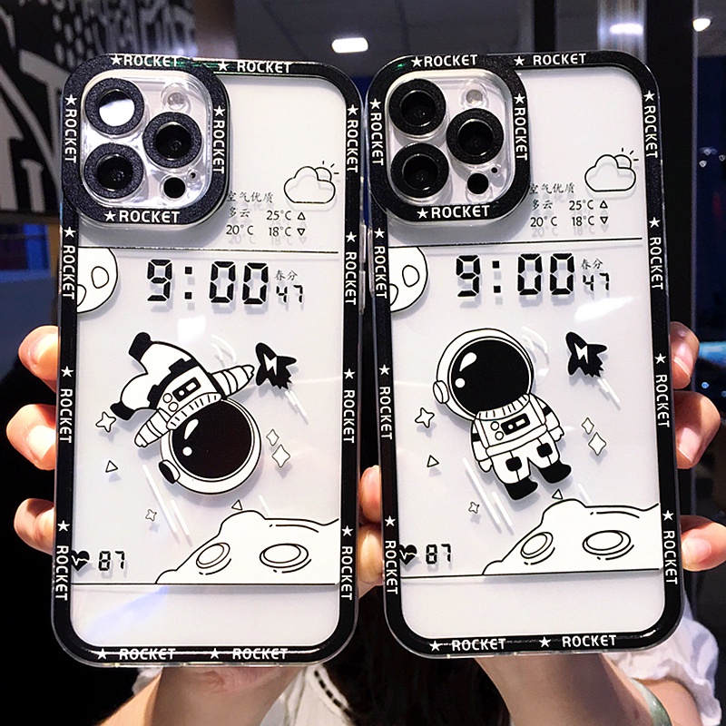 Soft Case TPU Motif Astronot Untuk Iphone 14 13 12 11 Pro X XR XS Max 6 6S 7 8 Plus