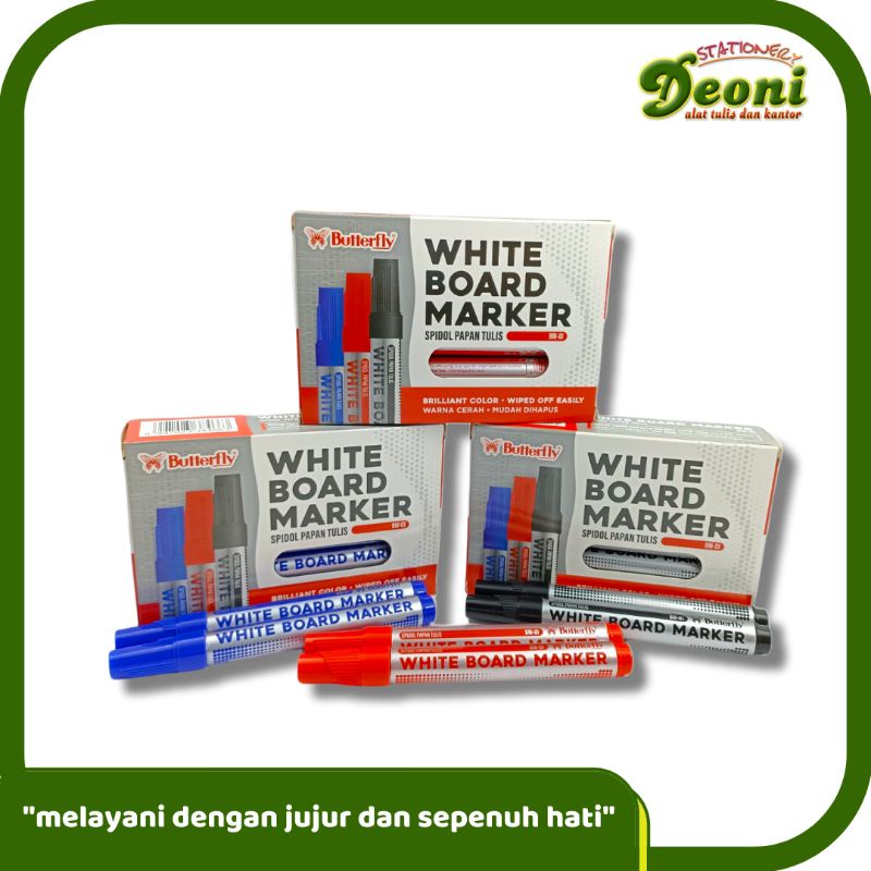 

BUTTERFLY White Board Marker / Spidol Marker isi 12 Pcs