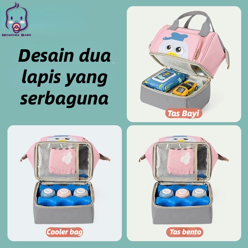 MOMO Tas Asi Cooler Bag Dan Tas Bayi/ 2in1 Multifungsi Fashion Cooler Bag Asi / Diaper Bag Ransel/ Tas Wanita Korea