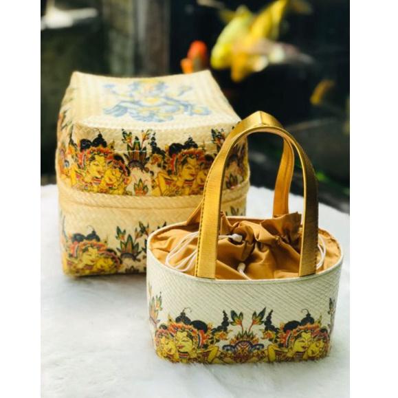 ⍈ set tas keben pandan isi 4 & pemuspaan motif wayang ゖ゚