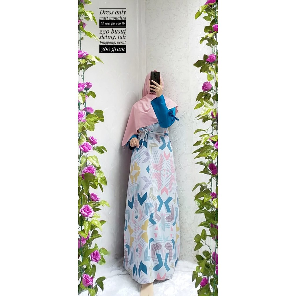 Gamis monalisa wolfis tangan pita syari muslim outfit alila WOLFIS OOTD terbaru