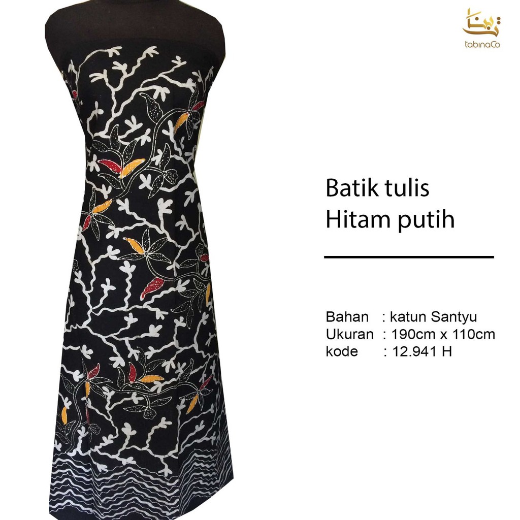  batik  tulis dasaran  hitam  dan putih Shopee Indonesia