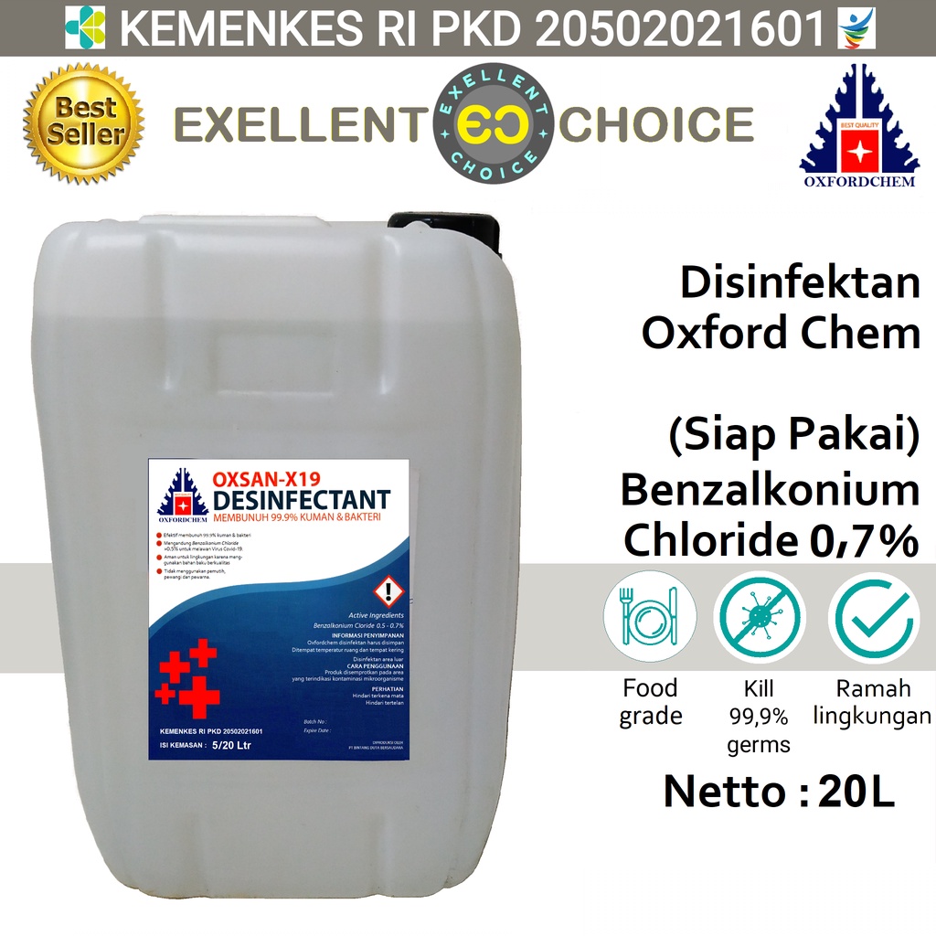 DISINFEKTAN 20 LITER OXFORD CHEM OXSAN-X19 KEMENKES