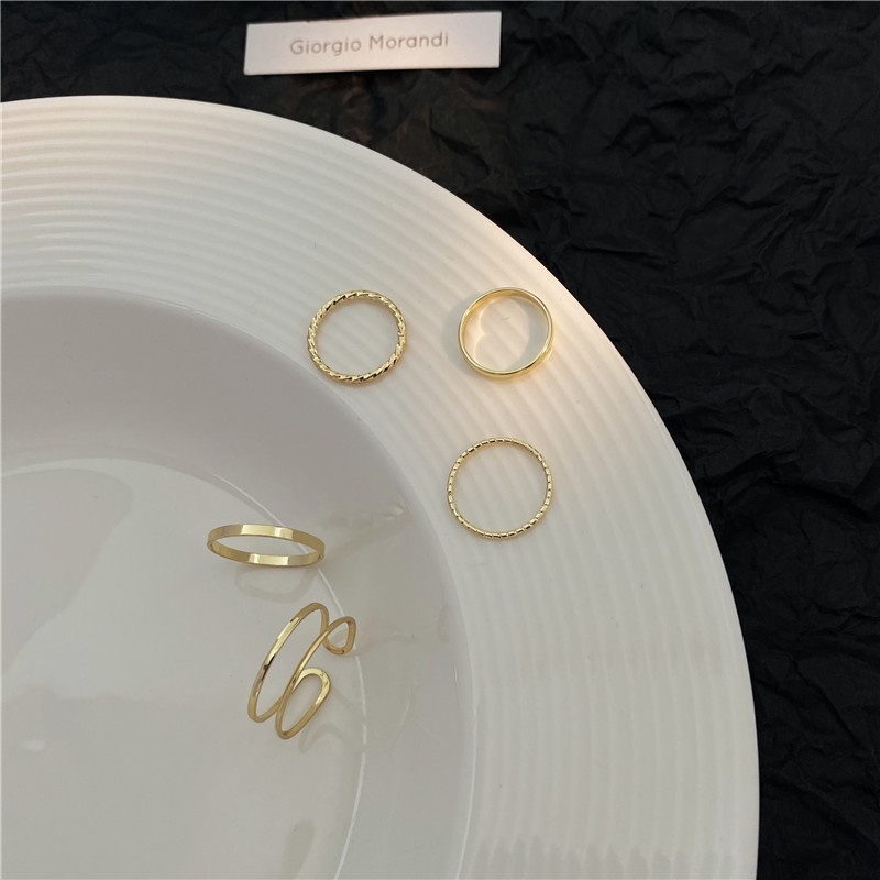 5 pcs/set South Korea New Simple Personality Niche Design Cold Wind Ring Fashion Accessories Sexy Girl Jewelry