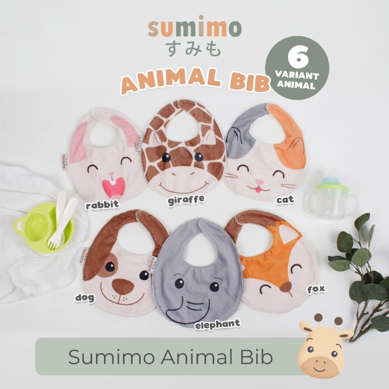 Sumimo ANIMAL BIB / Celemek Bayi / Slaber Tatakan Iler Tatakan Makan Gambar Binatang