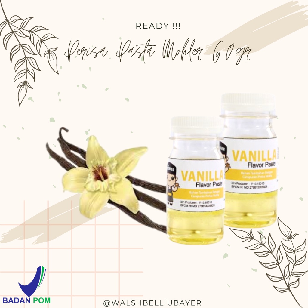 

⚡Cuci gudang⭐ PERISA PASTA MOHLER VANILLA 60gr / PERISA PASTA UNTUK TAMBAHAN BAHAN PANGAN ICE CREAM DAN MINUMAN MENYEGARKAN LAINNYA / PERISA PASTA MOHLER VANILA DIJAMIN HALAL DAN SUDAH BPOM / MOHLER Pasta perisa VANILLA