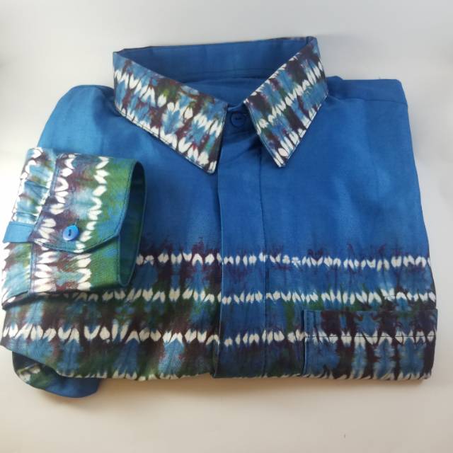 baju kemeja Sasirangan batik kalimantan selatan Banjarmasin kain katun satin ukuran L Motif banyak