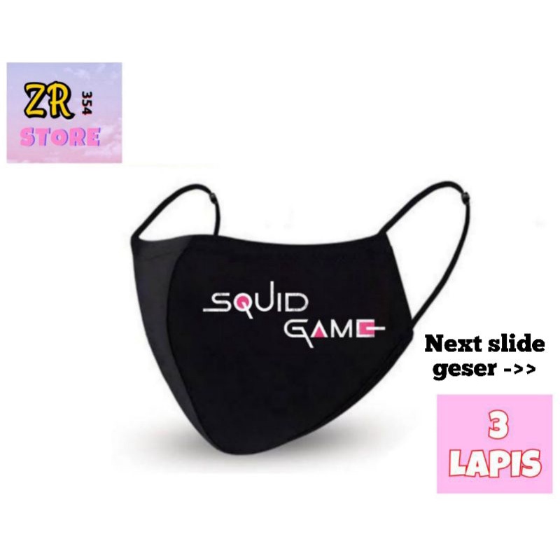 masker kain logo tulisan Squid Game by Netflix drakor viral drama korea earloop katun kn95 headloop 