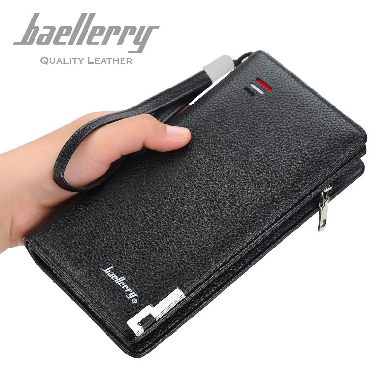 BAELLERRY S1061 Dompet  Pria  Wanita Panjang  Bahan Kulit PU 