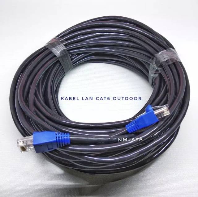 Kabel Lan Outdoor 70 Meter FTP CAT6 Siap Pakai sudah dicrimping rj45 besi dan plugbooth Vascolink Warna Hitam