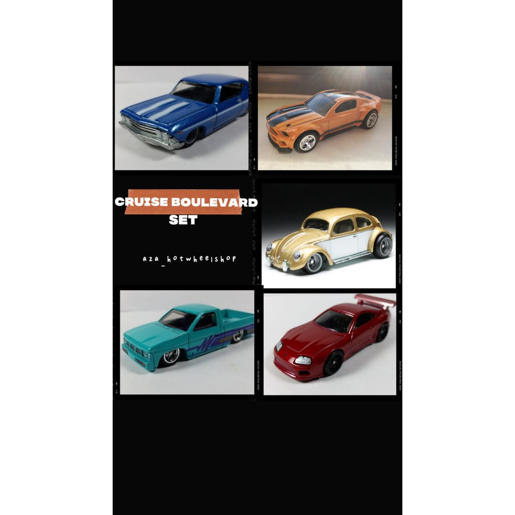 Hot Wheels Cruise Boulevard Set Car Culture Toyota Supra VwClassic Chevelle SS Custom Mustang Nissan