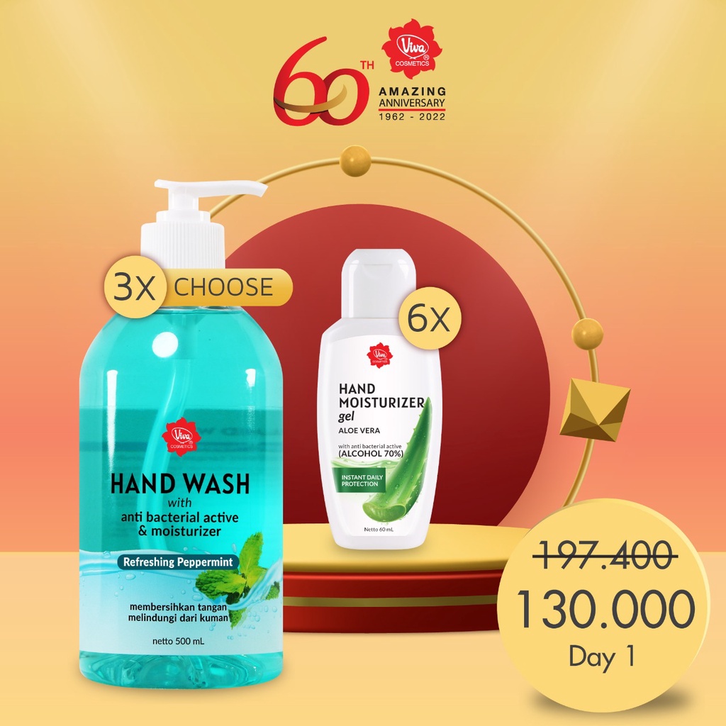 Paket 3 Hand wash 500 mL Pump 6 Hand Moisturizer Gel 60 ml