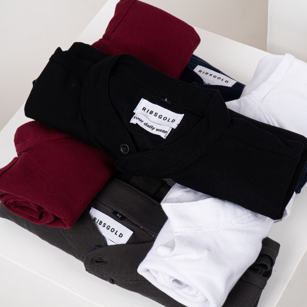 RIBSGOLD Kemeja Polos Pendek Zora Atasan Pria