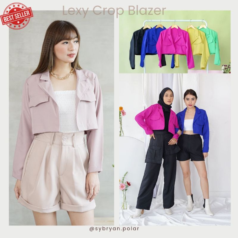 Lexy Cropped Blazer Atasan wanita Blazer Crop Top korean style Outer Hijab Kekinian
