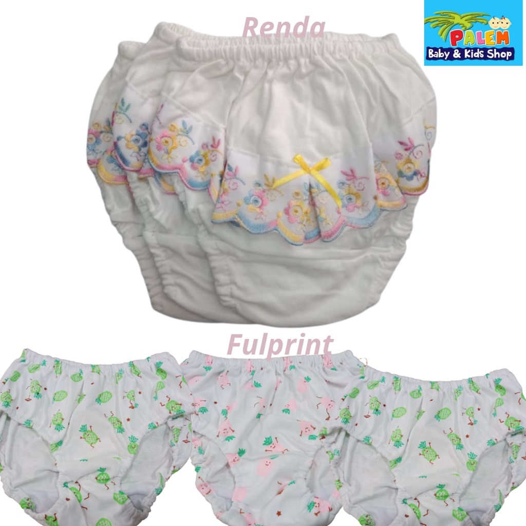 Enen Cindy Celana dalam baby / balita Girl Renda/Fulprint  3PCS