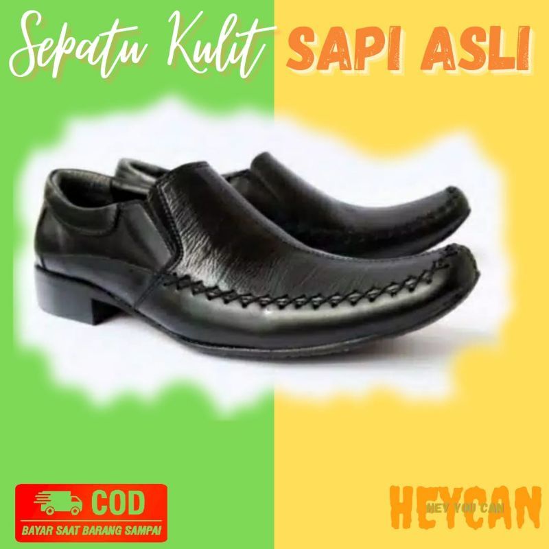 Sepatu Pantofel Formal Kerja Harian Kulit Sapi Asli Lacosta