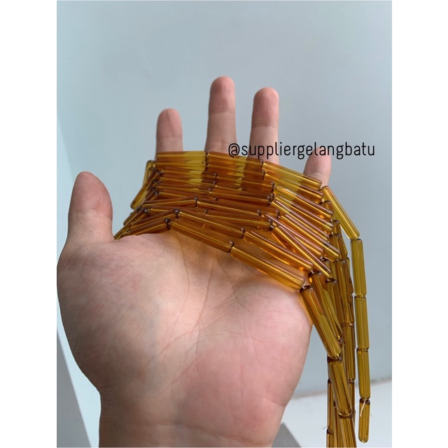 manik glass bead orange quartz 30 x 5mm bahan prakarya gelang kalung