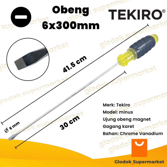 Produk Terbaru Obeng Minus 12 Inch Tekiro Diameter 6Mm Panjang Besi 30Cm Magnet