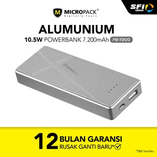 Powerbank 7.200mAh 10.5W Micropack Fast Charge With Alumunium Case - PB-7200
