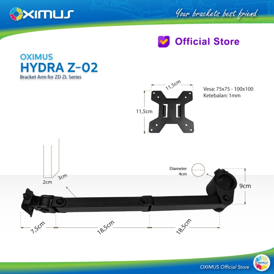 Bracket Arm for ZD / ZL Series OXIMUS HYDRA Z02 ARM