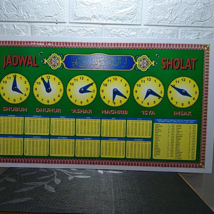 [PRODUK T0Y] jadwal shalat /jadwal sholat manual sepanjang masa ukuran 60 X 36 cm seluruh Indonesia 