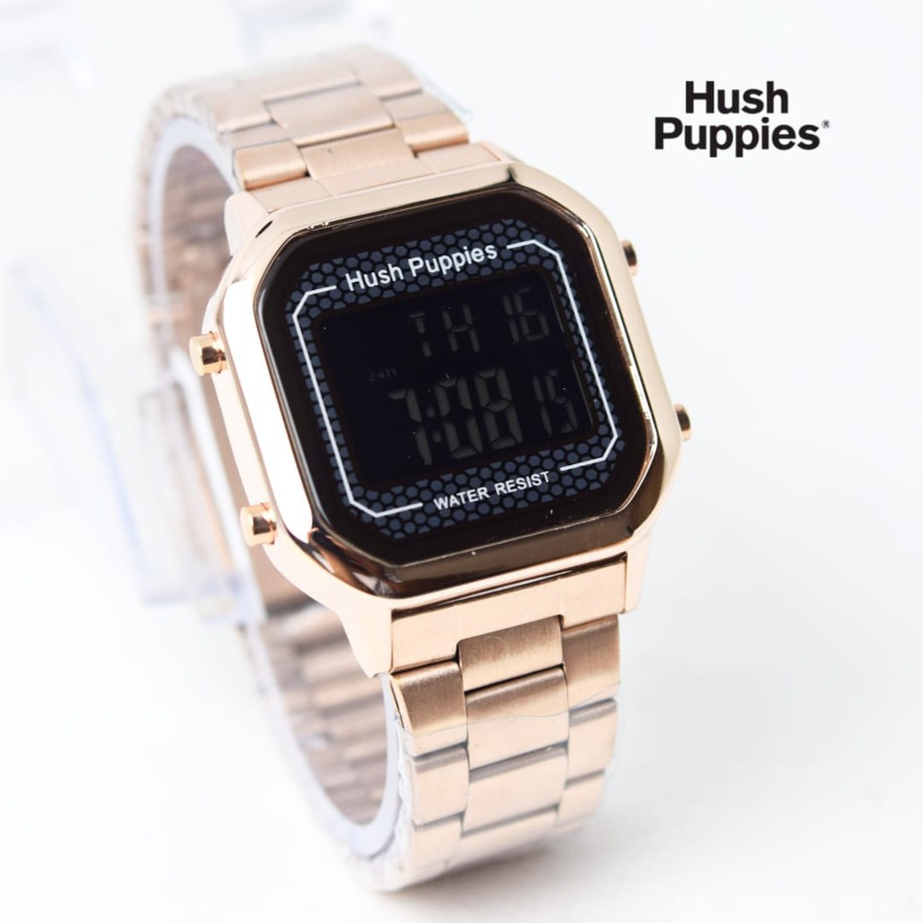 Jam Tangan Digital Hush Puppies Segi Strap Rantai Fitur Tanggal Dan Hari