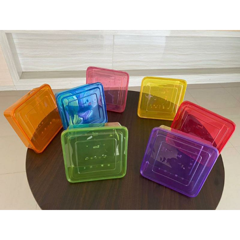 THINWALL 2000 ML SQUARE BODY + TUTUP WARNA CLEAR MEREK ENVI PREMIUM HARGA 25 PCS