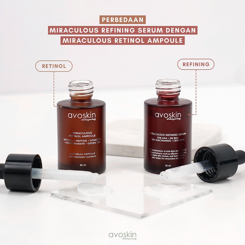 Avoskin Miraculous Retinol Ampoule 30 ml - Serum Skincare Anti Aging - BPOM Avo Skin Avoksin Miraculus Miracolus Miraculos Antiaging Mencegah Mengurangi Kerutan