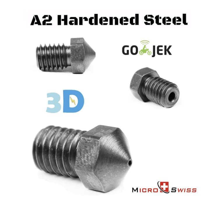 Micro Swiss E3D-M6 Threaded A2 Tool Steel Wear Resistant Nozzle