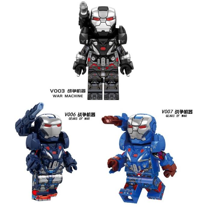 V003 V006 V007 War Machine Minifigure Brick Building Block DIY Mainan